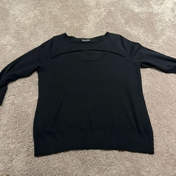 Cute black lightweight sweater size medium! Cut out front! - Picture 1 of 6